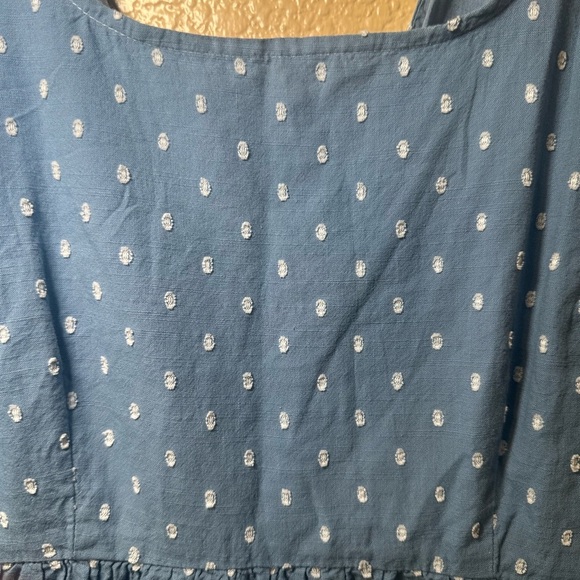 LOFT Light Blue Dress with White Dots - Picture 3 of 4